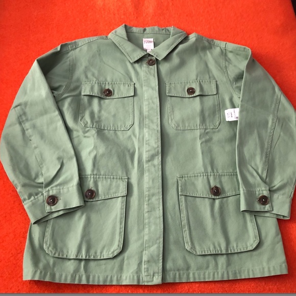 Retro mint sage green 100% cotton utility cargo jacket NWT - Picture 2 of 7